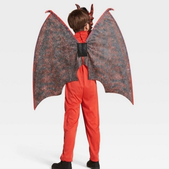 NEW  Light Up Red Dragon Costume Jumpsuit Wings and Mask - Picture 11 of 16